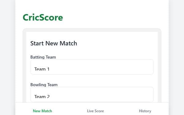 Screenshot of CricScore Master
