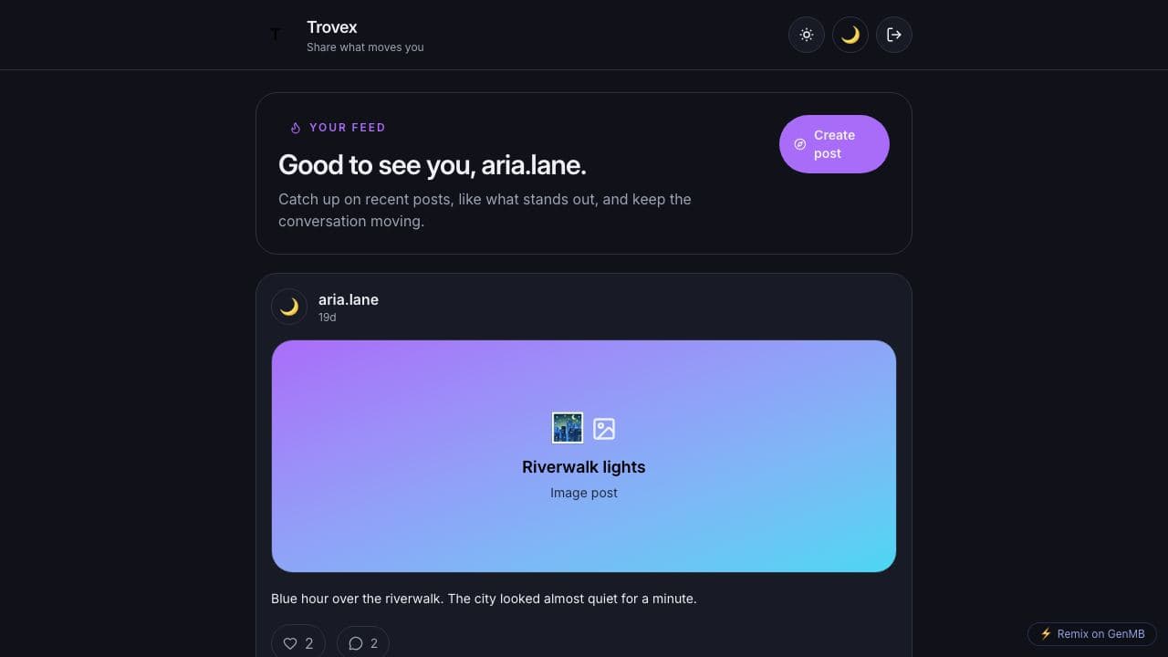 Screenshot of Trovex Social