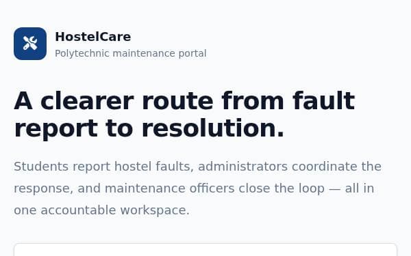Screenshot of Hostel Maintenance Hub