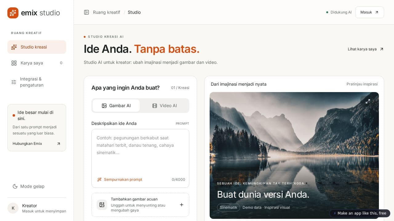 Screenshot of AI Media Generator