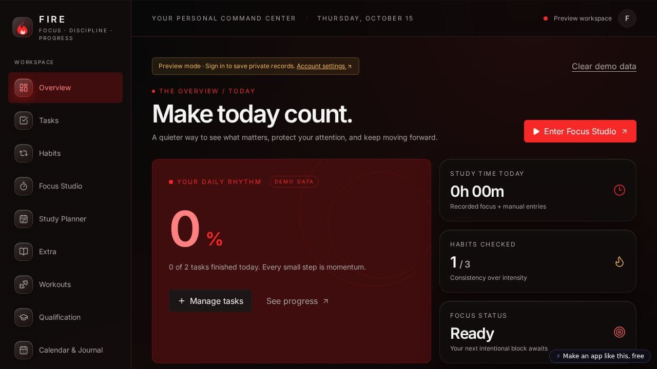 Screenshot of NOCTRA Focus Studio (Remix)