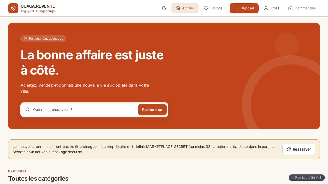 Screenshot of Ouaga Revente