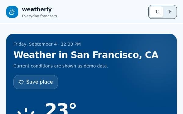 Screenshot of Weather Forecast Hub
