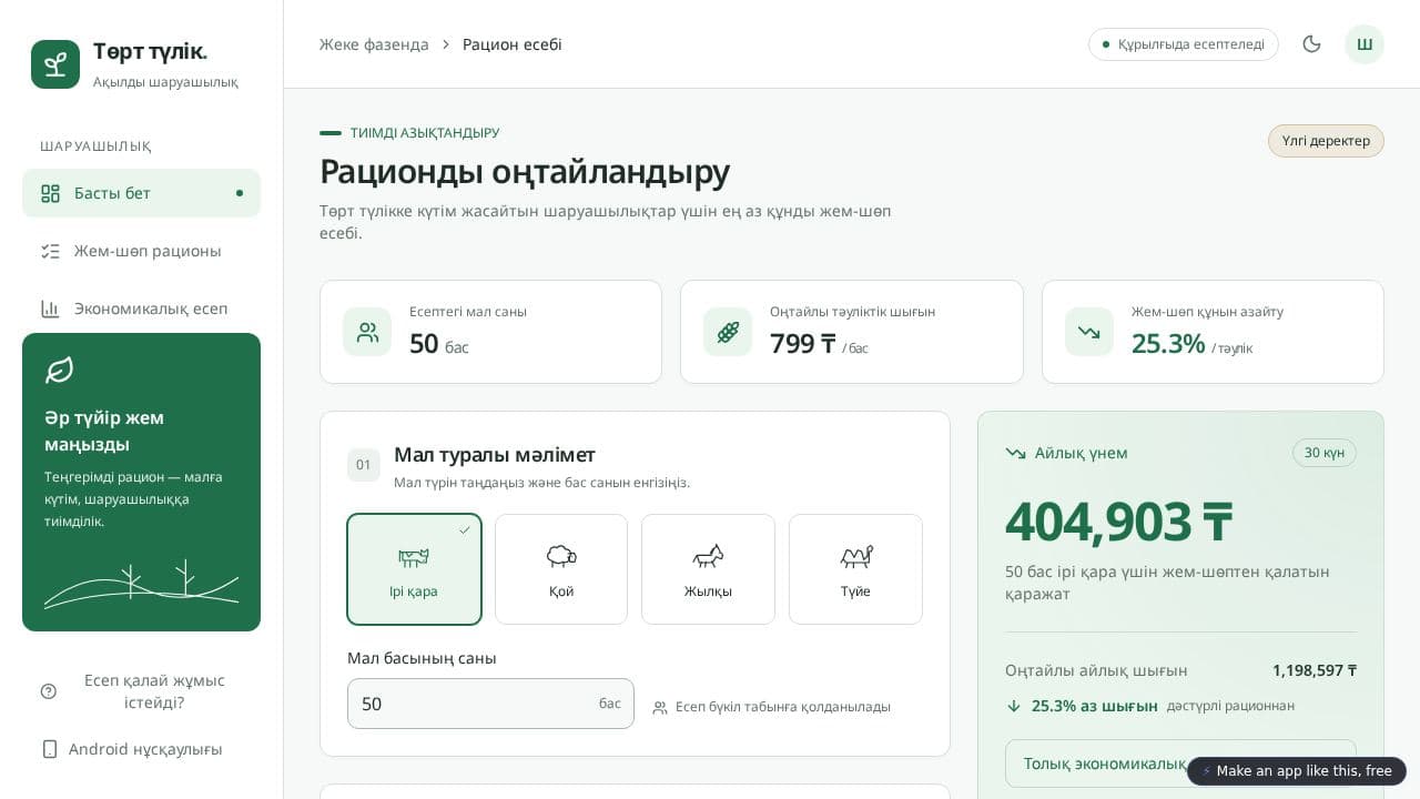 Screenshot of Төрт түлік рационы