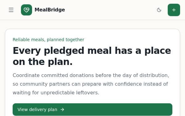 Screenshot of Planned Meal Donations