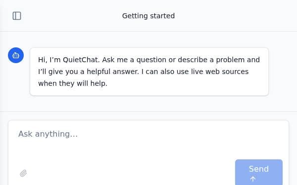 Screenshot of QuietChat AI
