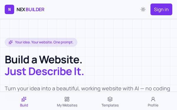 Screenshot of NEX Builder