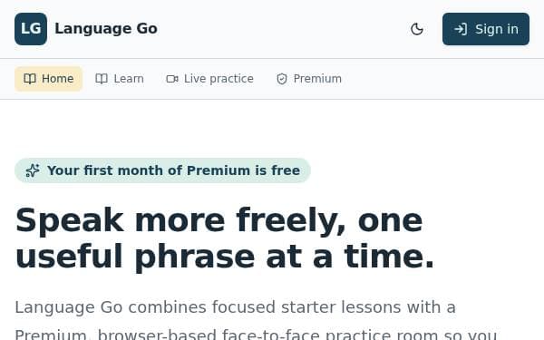 Screenshot of Language Go