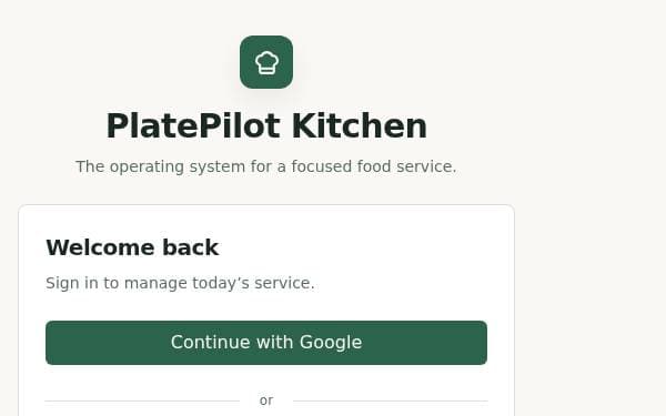 Screenshot of PlatePilot Kitchen