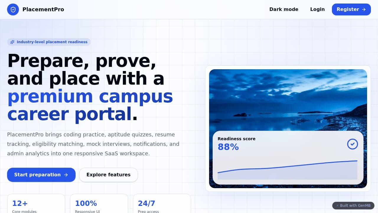 Screenshot of Placement Prep Portal