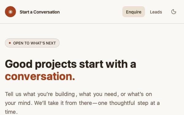 Screenshot of Start a Conversation