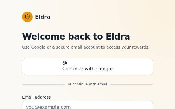 Screenshot of Eldra Rewards Hub