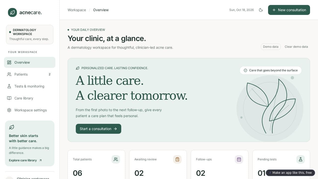 Screenshot of Online Acne Care