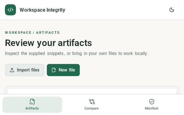 Screenshot of Workspace Integrity