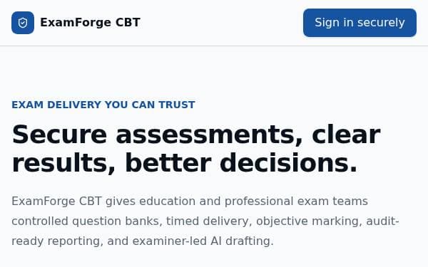 Screenshot of Secure CBT Exam Platform