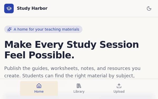 Screenshot of Study Harbor