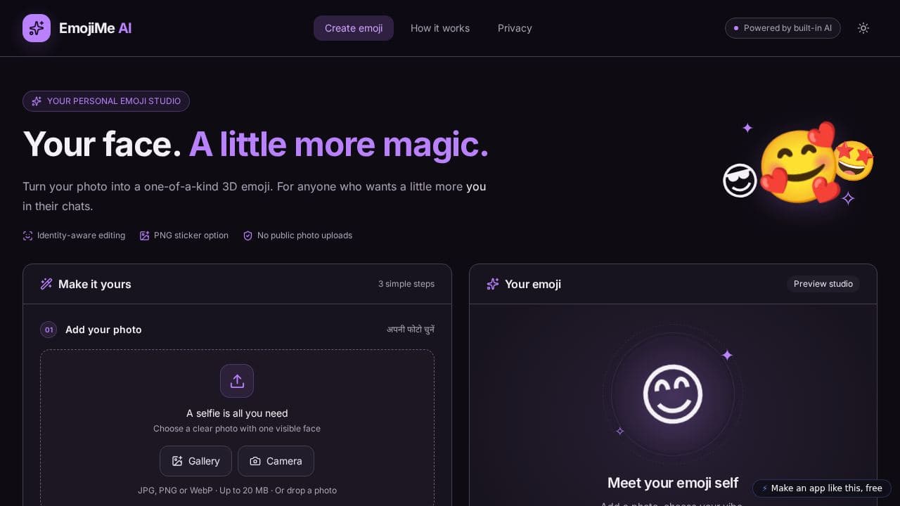 Screenshot of EmojiMe AI