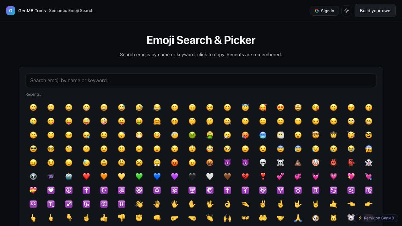 Screenshot of Semantic Emoji Search