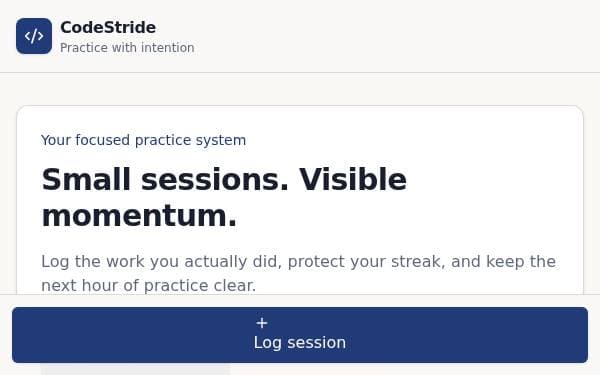 Screenshot of CodeStride Tracker