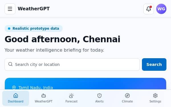 Screenshot of WeatherGPT Assistant