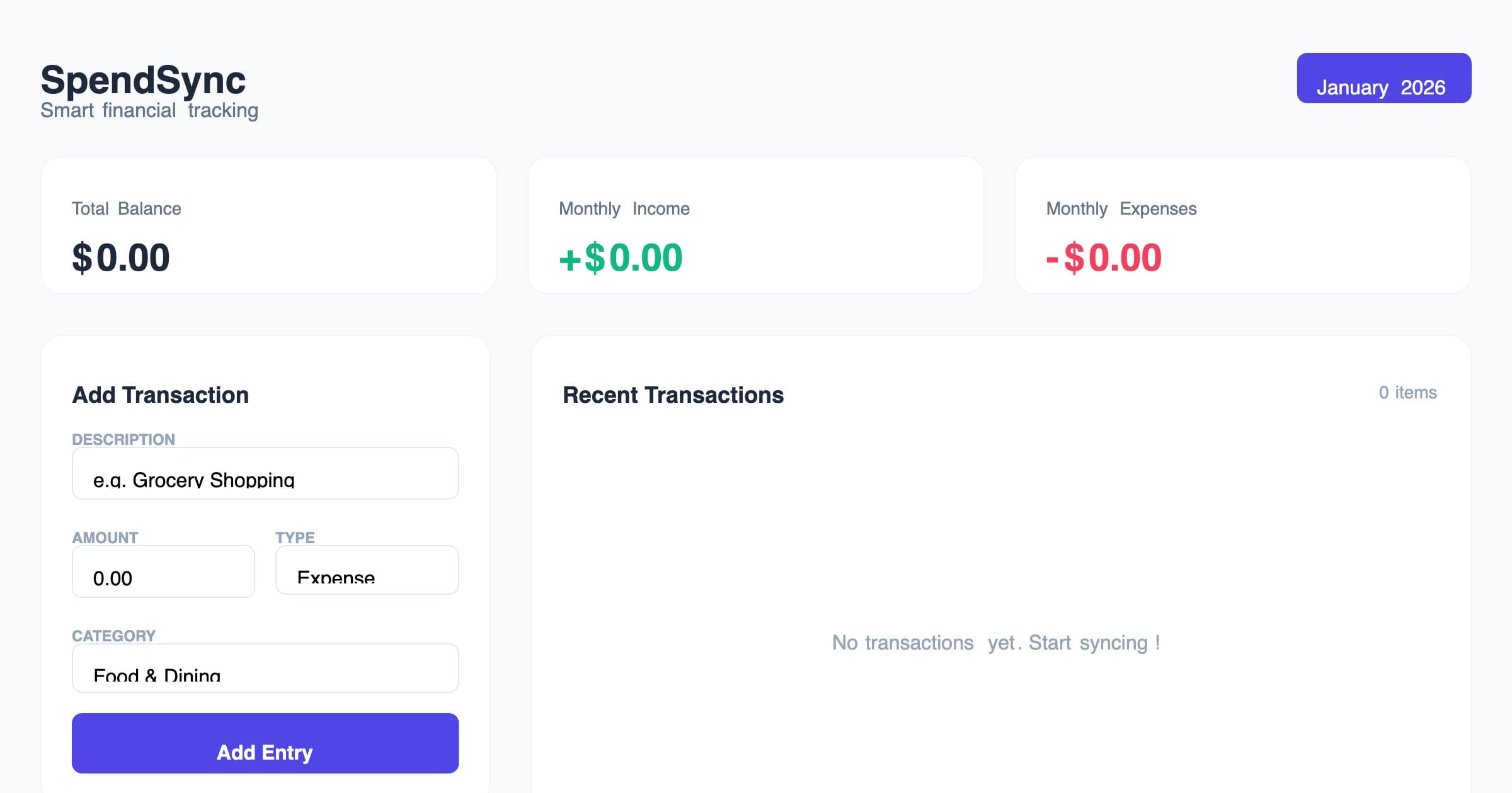 Screenshot of SpendSync