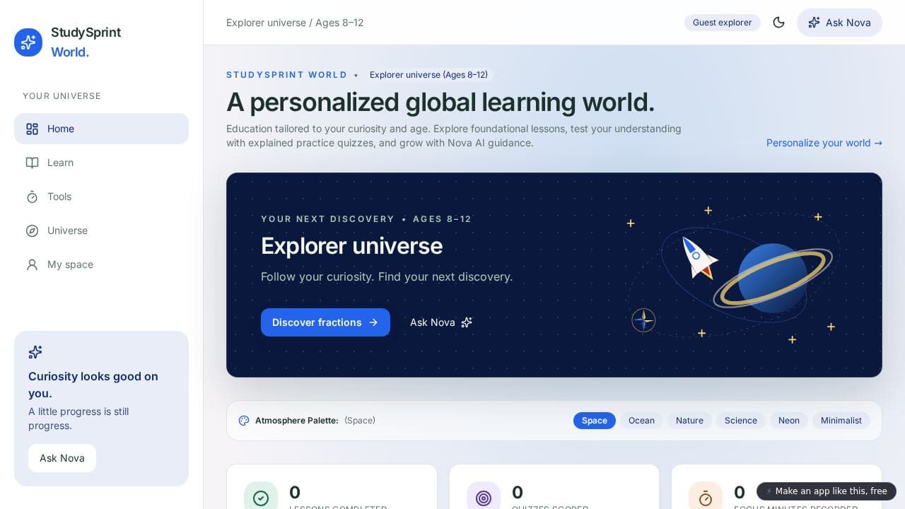Screenshot of StudySprint World