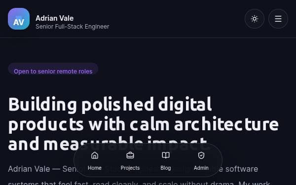 Screenshot of Aether Portfolio