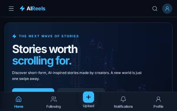 Screenshot of AIReels Video Platform