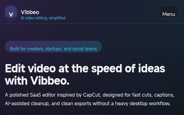 Screenshot of Vibbeo Studio