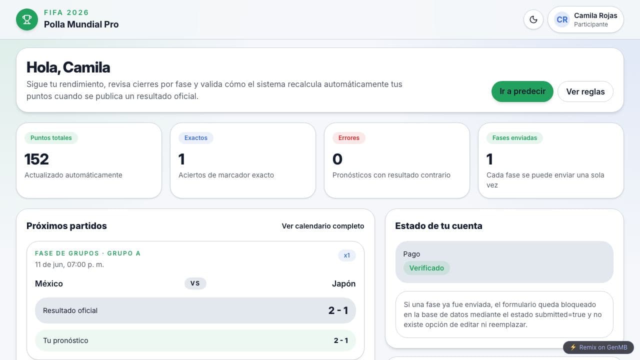 Screenshot of Polla Mundial Pro