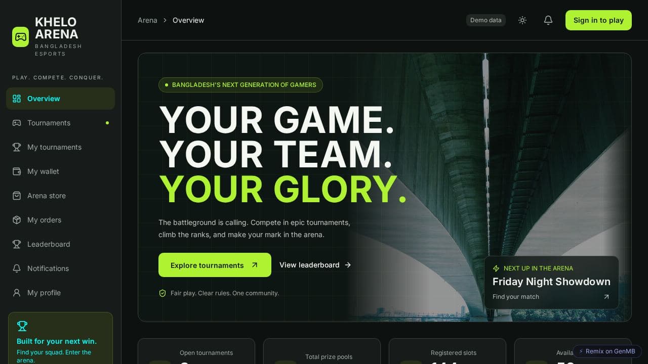 Screenshot of Esports Tournament Platform