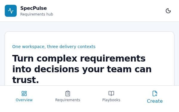 Screenshot of SpecPulse Hub