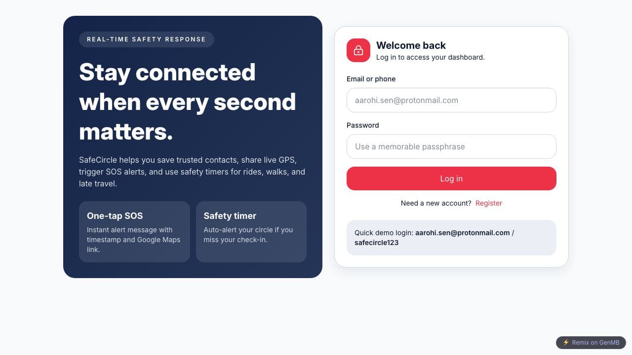 Screenshot of SafeCircle Shield