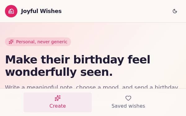 Screenshot of Joyful Wishes