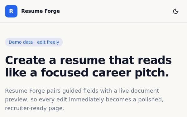 Screenshot of Resume Forge