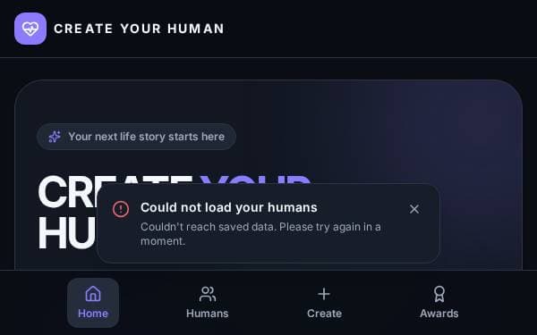 Screenshot of Create Your Human