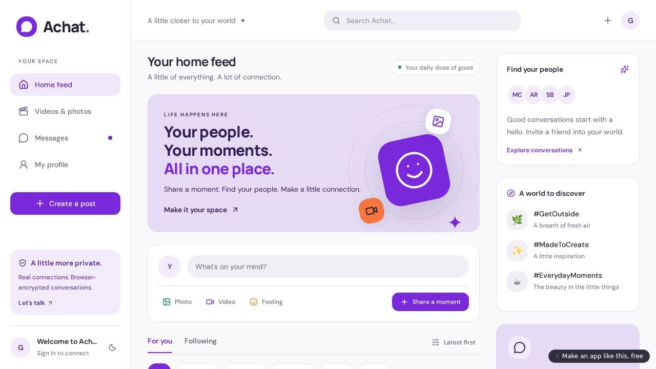 Screenshot of Achat Social Video