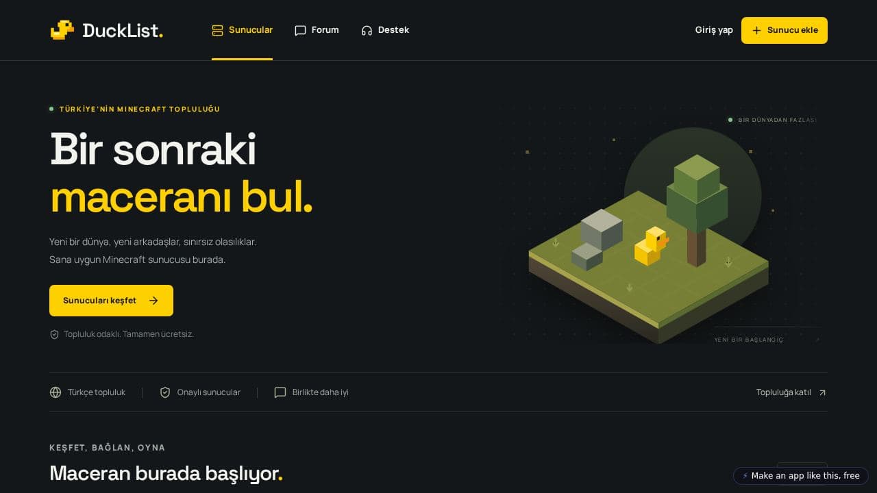 Screenshot of DuckList