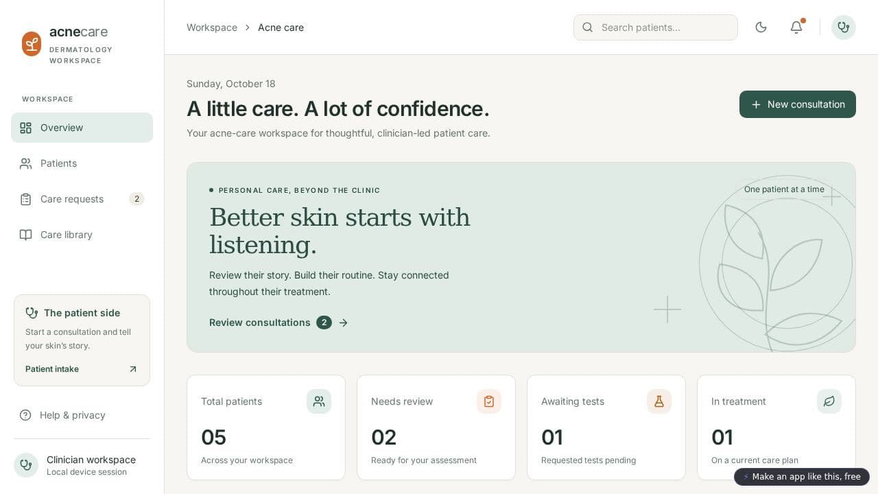 Screenshot of Online Acne Care