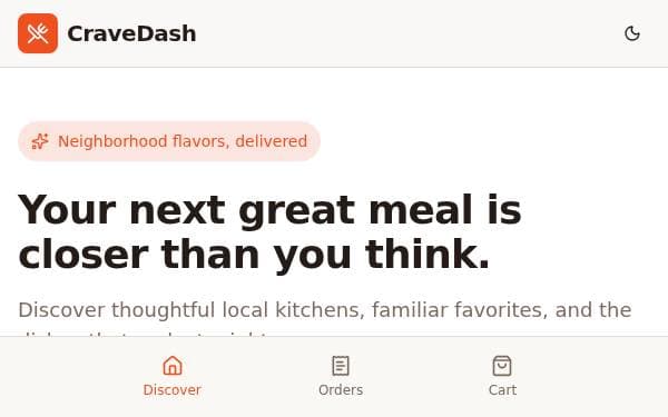 Screenshot of CraveDash Delivery