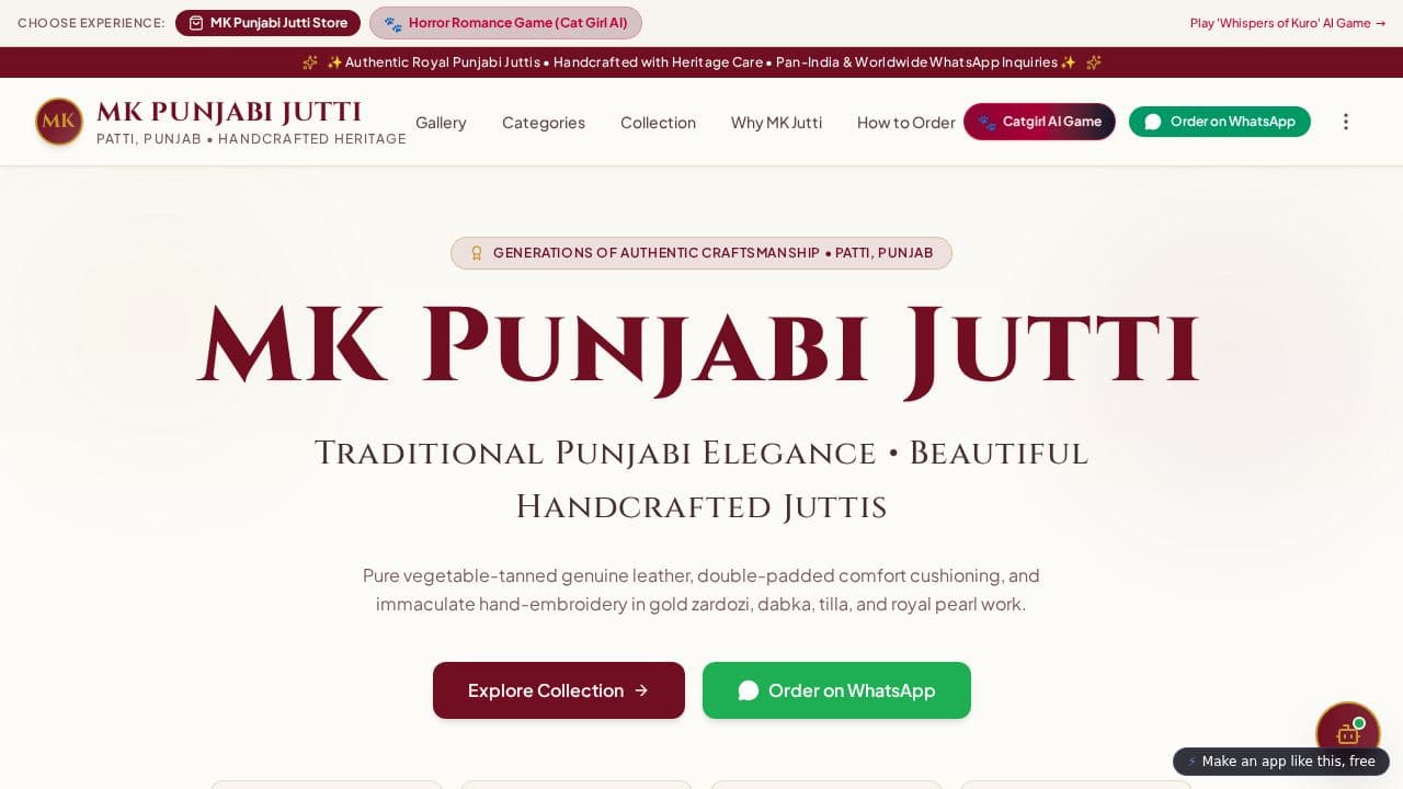 Screenshot of MK Punjabi Jutti
