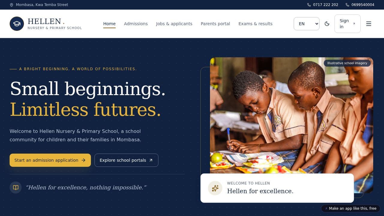 Screenshot of Hellen School Portals