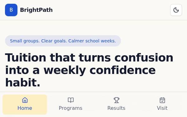 Screenshot of BrightPath Tuition
