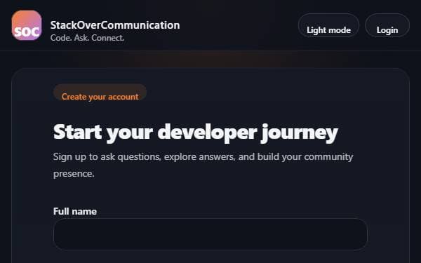Screenshot of StackOver Communication