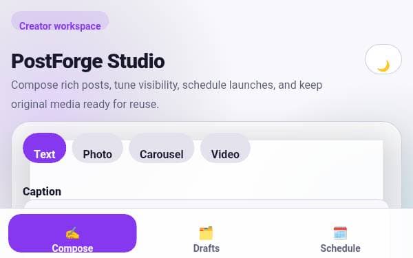 Screenshot of PostForge Studio