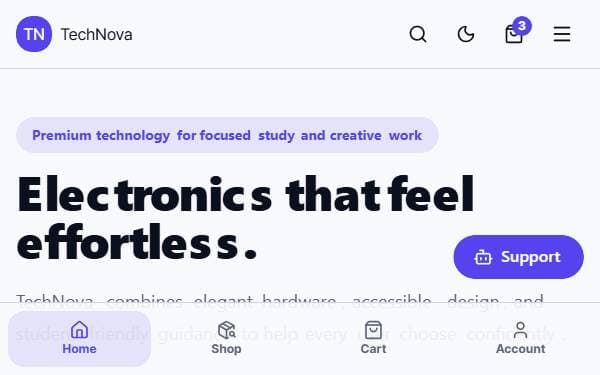 Screenshot of TechNova Electronics