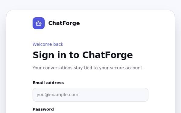 Screenshot of ChatForge AI Chat