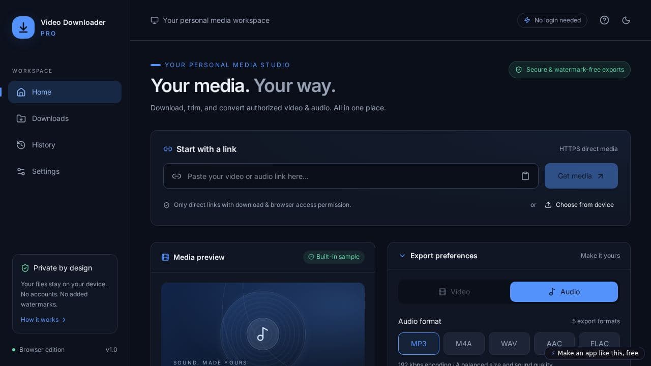 Screenshot of Video Downloader Pro
