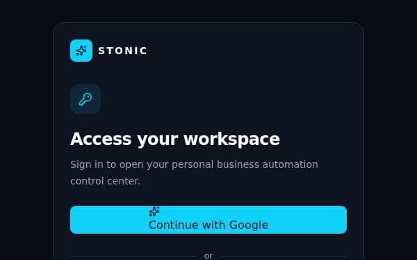 Screenshot of STONIC AI Control Center