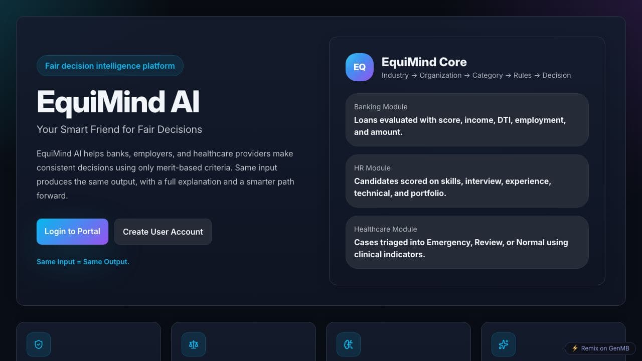 Screenshot of EquiMind AI